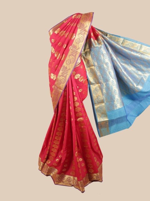 

Pothys Pink & Gold-Toned Ethnic Motifs Zari Art Silk Saree