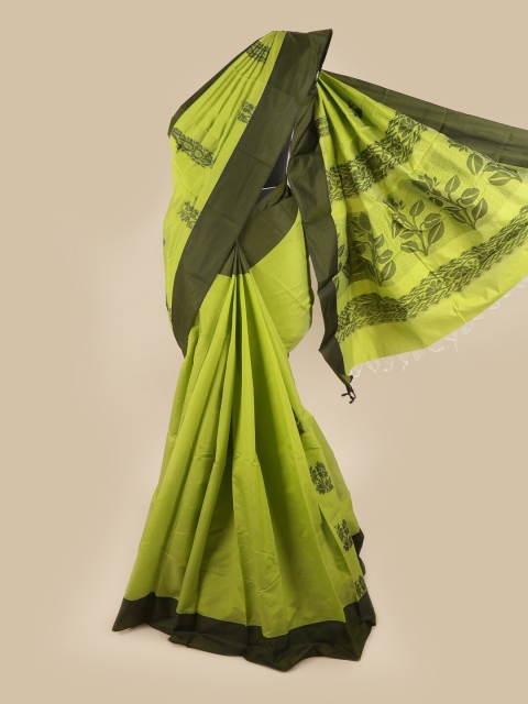 

Pothys Green Floral Silk Cotton Saree