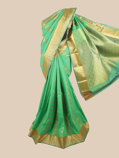 

Pothys Green & Gold-Toned Ethnic Motifs Zari Art Silk Saree