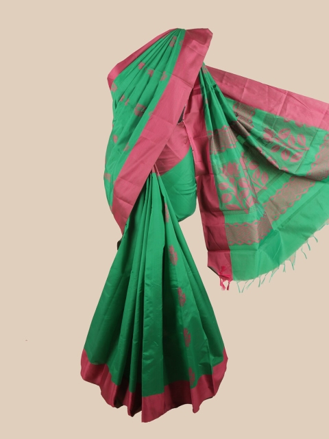 

Pothys Green & Purple Floral Silk Cotton Saree