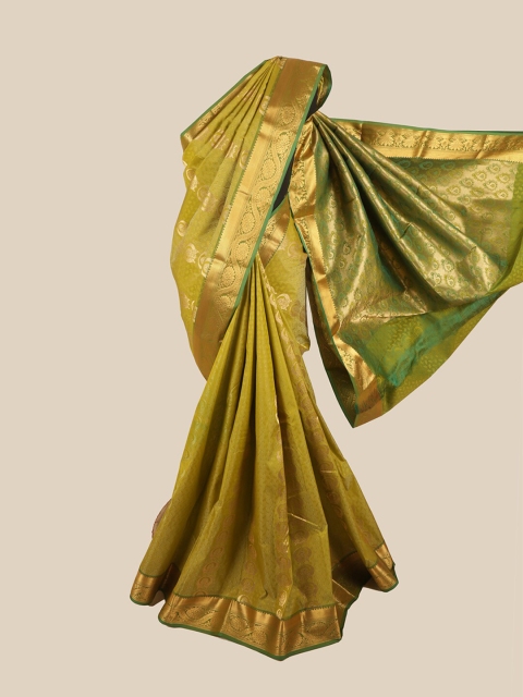 

Pothys Green & Gold-Toned Ethnic Motifs Zari Art Silk Saree