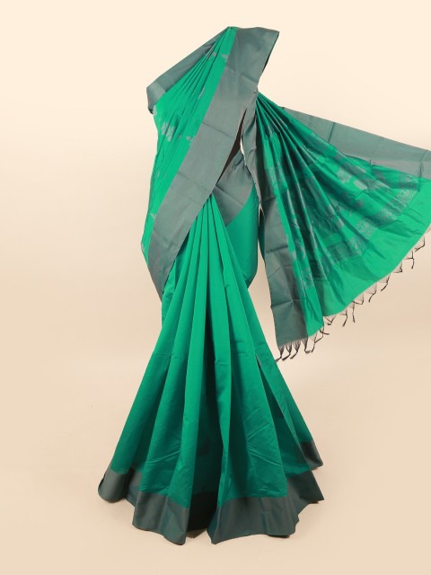 

Pothys Green & Grey Floral Silk Cotton Saree