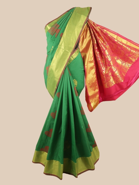 

Pothys Green & Gold-Toned Ethnic Motifs Zari Art Silk Saree