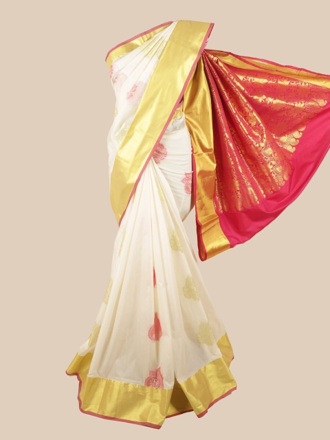 

Pothys White & Gold-Toned Ethnic Motifs Zari Art Silk Saree