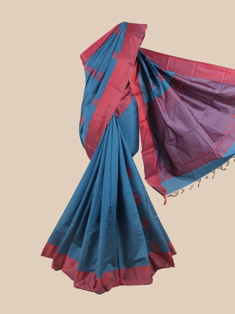 

Pothys Blue & Maroon Ethnic Motifs Silk Cotton Saree