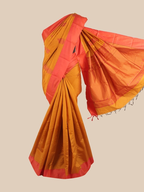 

Pothys Orange & Red Ethnic Motifs Silk Cotton Saree