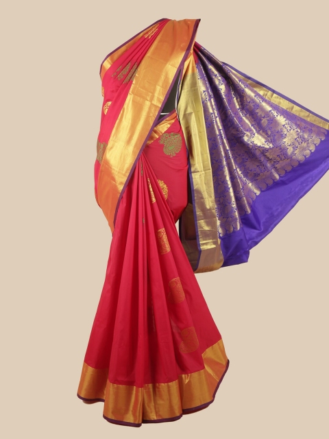 

Pothys Magenta & Violet Ethnic Motifs Zari Art Silk Saree