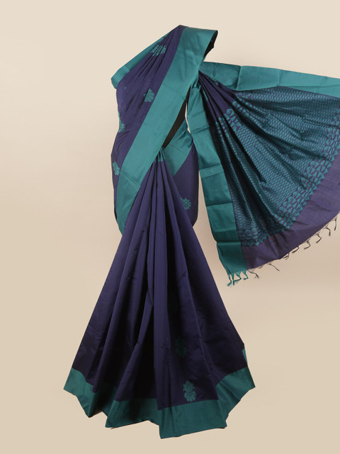 

Pothys Blue & Teal Ethnic Motifs Silk Cotton Saree