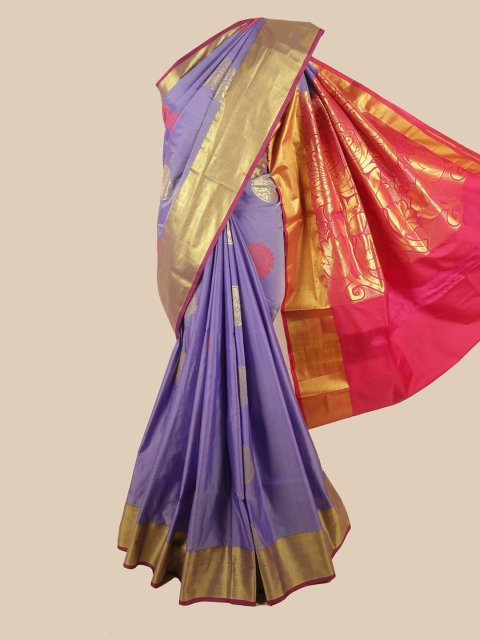 

Pothys Lavender & Pink Ethnic Motifs Zari Art Silk Saree