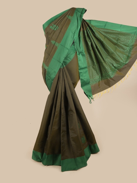 

Pothys Olive Green & Green Ethnic Motifs Silk Cotton Saree