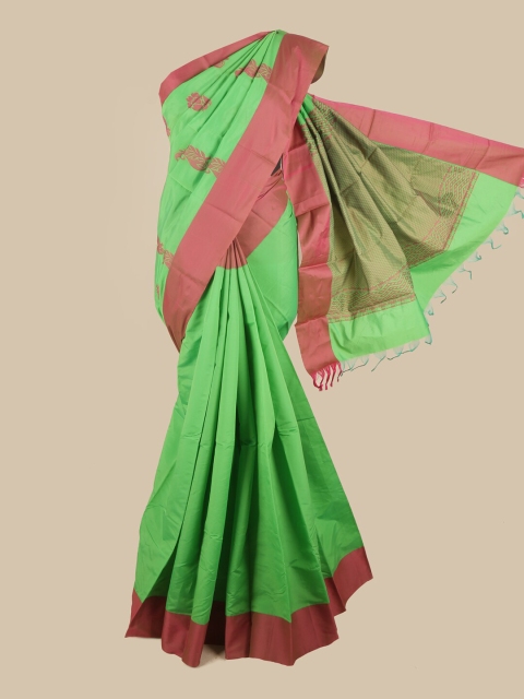 

Pothys Green & Maroon Ethnic Motifs Silk Cotton Saree