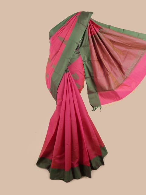 

Pothys Pink & Green Ethnic Motifs Silk Cotton Saree