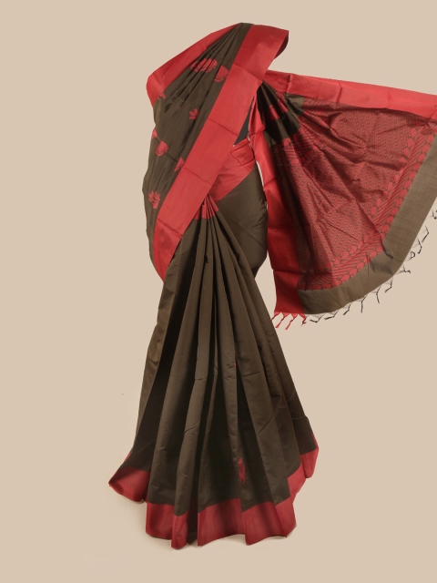 

Pothys Brown & Maroon Ethnic Motifs Silk Cotton Saree
