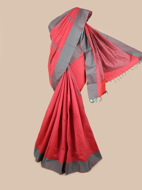 

Pothys Pink & Grey Ethnic Motifs Silk Cotton Saree
