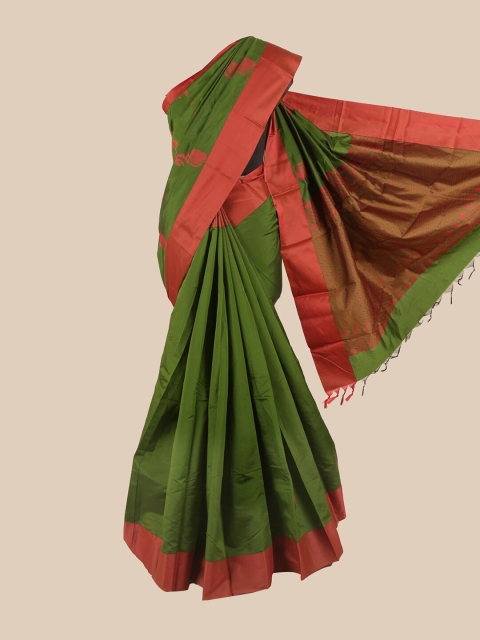 

Pothys Green & Maroon Ethnic Motifs Silk Cotton Saree