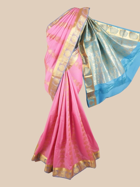 

Pothys Pink & Blue Ethnic Motifs Zari Art Silk Saree