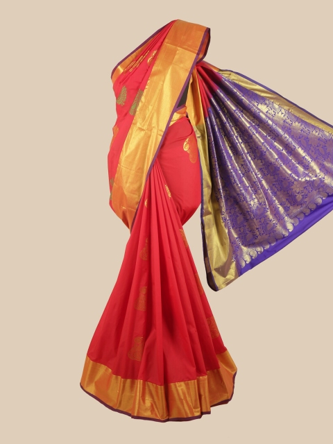 

Pothys Red & Violet Ethnic Motifs Zari Art Silk Saree