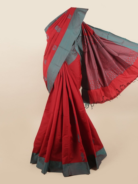 

Pothys Red & Grey Ethnic Motifs Silk Cotton Saree
