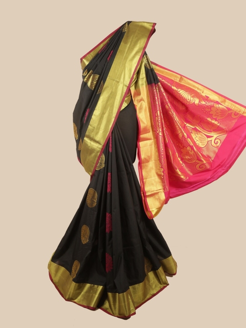 

Pothys Black & Pink Ethnic Motifs Zari Art Silk Saree