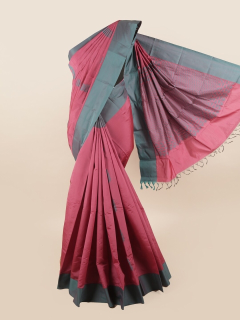 

Pothys Pink & Grey Ethnic Motifs Silk Cotton Saree