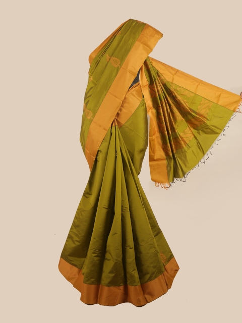 

Pothys Green & Mustard Yellow Ethnic Motifs Silk Cotton Saree