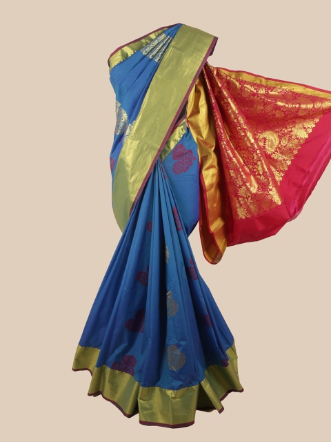 

Pothys Blue & Magenta Ethnic Motifs Zari Art Silk Saree