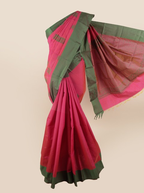

Pothys Pink & Green Ethnic Motifs Silk Cotton Saree