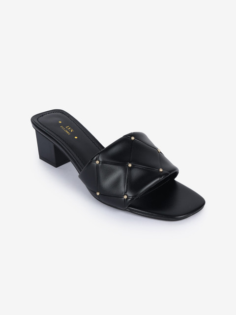 

LYN Woman Black PU Block Heels