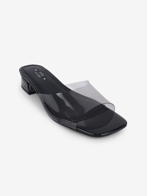 

LYN Black PU Block Sandals