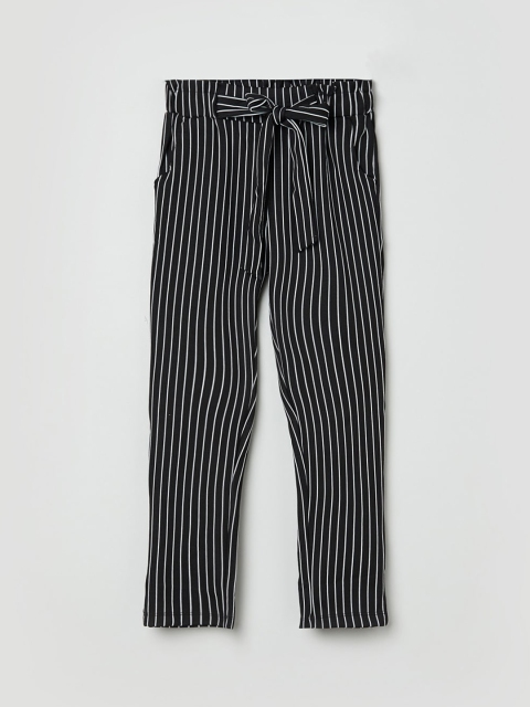 

max Girls Black Striped Trousers