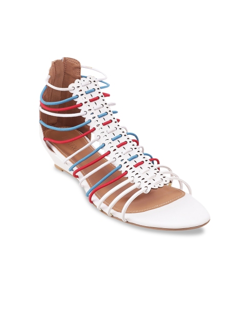 

Metro Women White Colourblocked Gladiators with Laser Cuts Flats