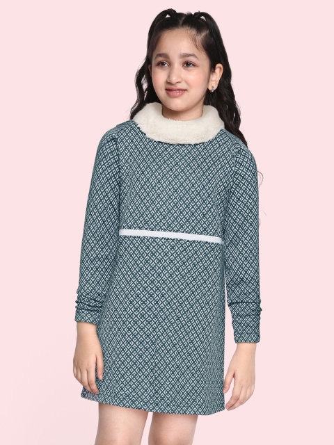 

GOJI Blue & White A-Line Yuletide Winter Dress