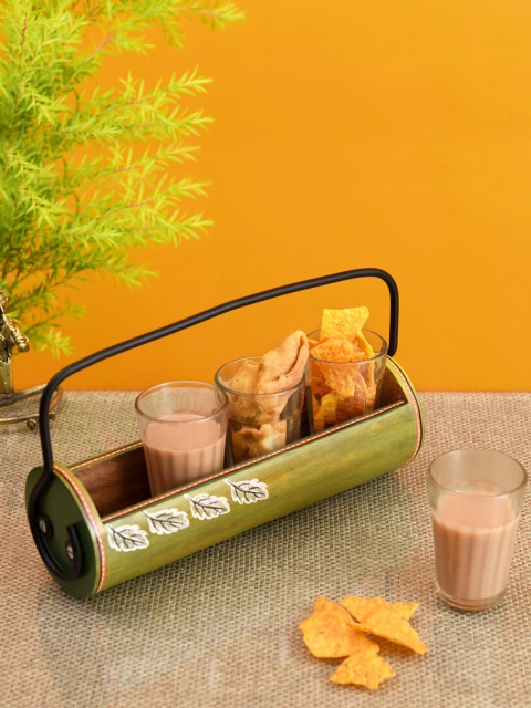 

AAKRITI ART CREATIONS Green Printed Tray
