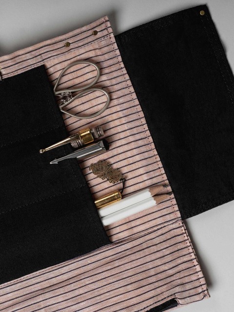 

IndieGood Pink & Black Striped Stationery Organiser
