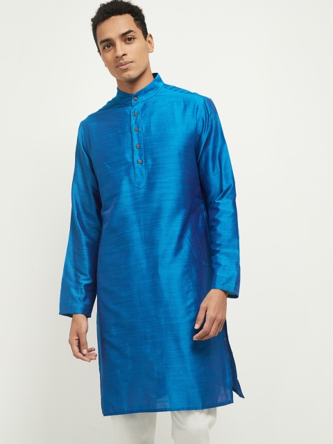 

max Men Blue Solid Thread Work Kurta