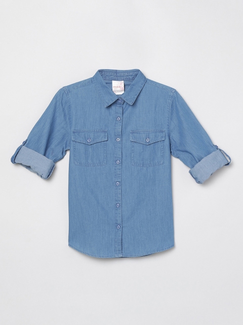 

Max Girls Blue Opaque Casual Shirt