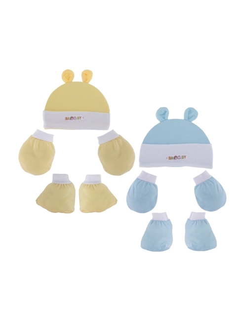 

POKORY Infants Blue & Yellow Pack of 3 Pure Cotton Apparel Set