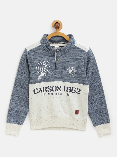 

Little Marco Boys Blue & White Colourblocked Cotton Sweatshirt