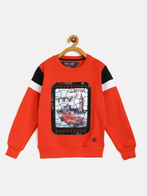 

Little Marco Boys Red & White Printed Sweatshirt