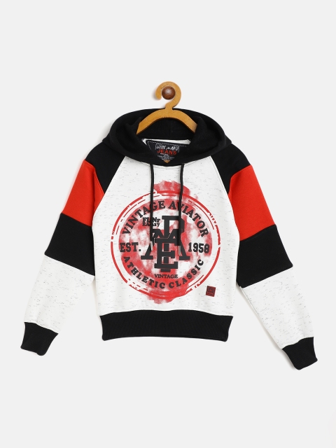 

Little Marco Boys White & Red Printed Hooded Sweatshirt