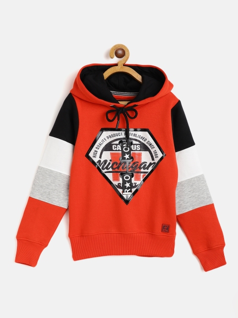 

Little Marco Boys Red & Black Printed Hooded Sweatshirt