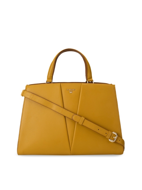 

Da Milano Yellow Leather Structured Handheld Bag