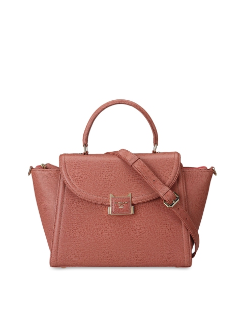 

Da Milano Brown Textured Leather Swagger Handheld Bag with Bow Detail