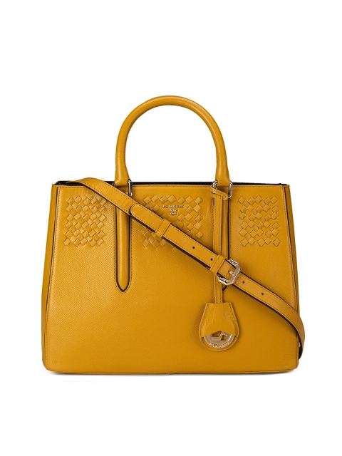 

Da Milano Yellow Leather Structured Handheld Bag