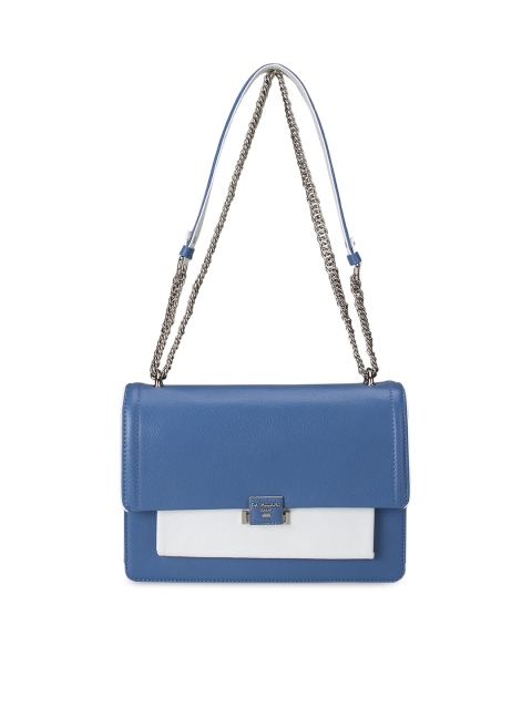 

Da Milano Blue Colourblocked Leather Structured Sling Bag