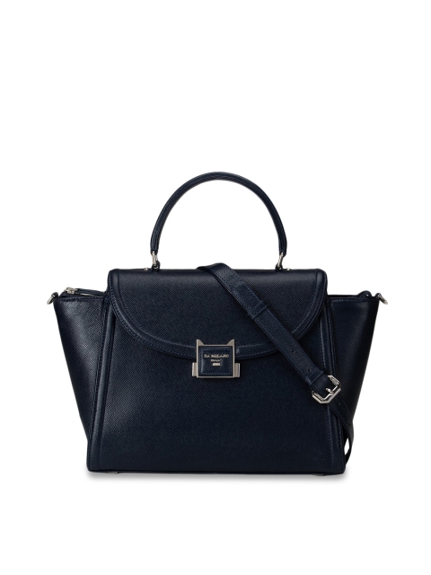 

Da Milano Navy Blue Textured Leather Swagger Handheld Bag