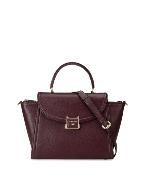 

Da Milano Burgundy Textured Leather Structured Satchel Bag