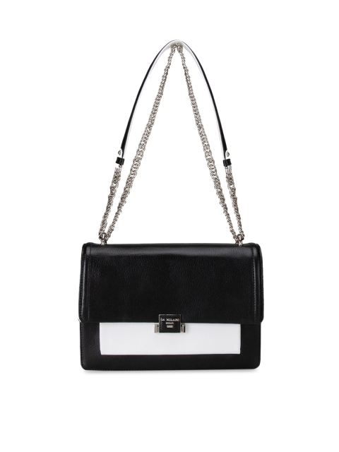

Da Milano Black Colourblocked Leather Structured Sling Bag