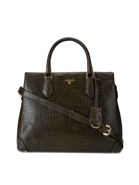 

Da Milano Woman Green Animal Textured Leather Structured Handheld Bag