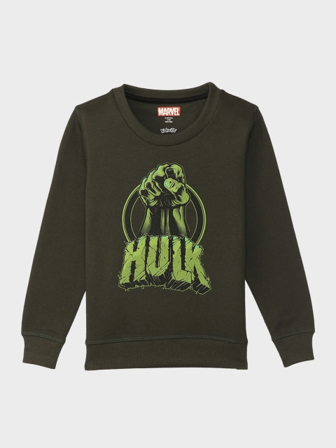 

Kids Ville Boys Olive Green Hulk Printed Sweatshirt
